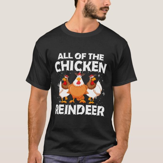 クリスマスのニワトリのトナカイ Tシャツ (正面)
