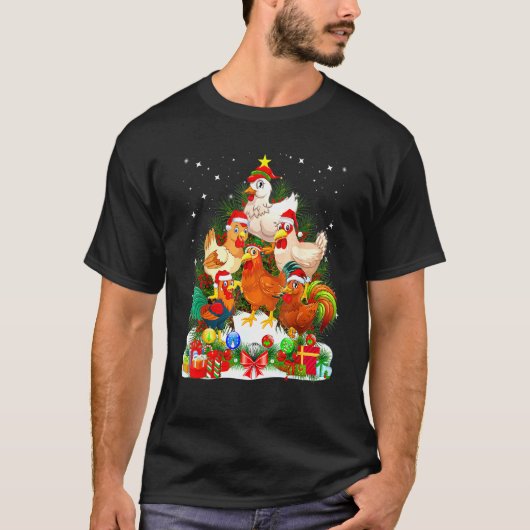 クリスマスのニワトリツリー Tシャツ (正面)