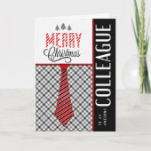 クリスマスのネクタイを楽しむ同僚の男らしために シーズンカード (正面)