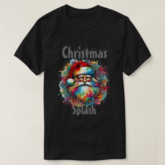 クリスマスのネクタイ染めサンタ Tシャツ (デザイン正面)