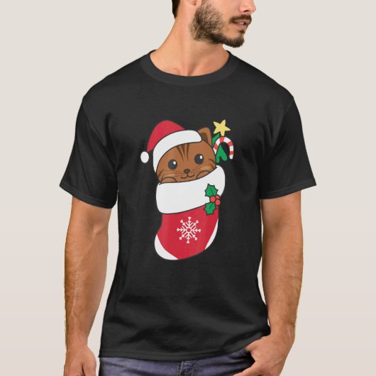 クリスマスのネコちゃん8 カワイイ猫 Tシャツ (正面)