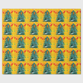 クリスマスのネコの木のCreationarts ラッピングペーパー