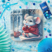 クリスマスのネズミが冬の窓辺に ペーパープレート (パーティー)