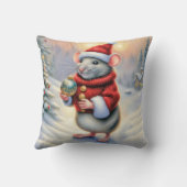 クリスマスのネズミとオーナメント クッション (裏面)