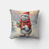 クリスマスのネズミとオーナメント クッション (正面)