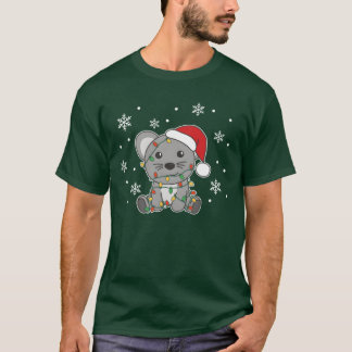 クリスマスのネズミ 冬の動物 ネズミの友達 Tシャツ