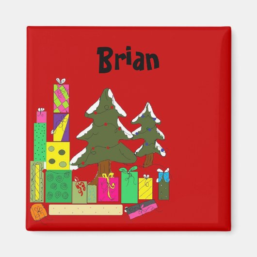 クリスマスのネームタグ マグネット (正面)