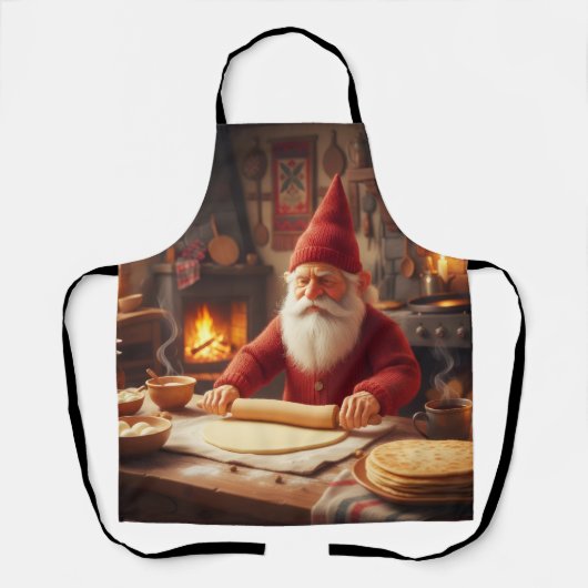 クリスマスのノルウェー人ニッセのレフセ作り エプロン (正面)