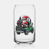 クリスマスのノームが乗ったピックアップトラック ガラス缶 (裏面)
