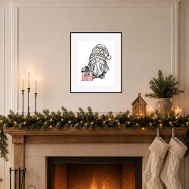 クリスマスのノームとギフト ポスター