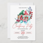クリスマスのノームとポインセチアの招待状 招待状 (正面)