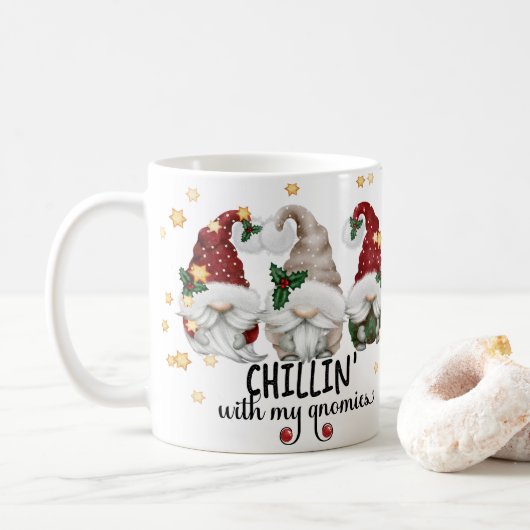 クリスマスのノームとリラックス ファニークリスマスグノーム コーヒーマグカップ (ドーナツ)
