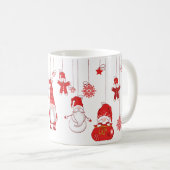 クリスマスのノームと雪の結晶のガーランド コーヒーマグカップ (正面右)