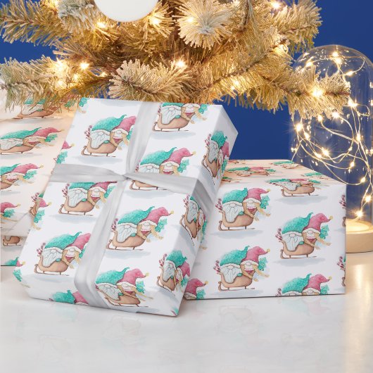 クリスマスのノームのソリ ラッピングペーパー (クリスマス)