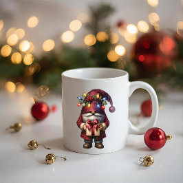 クリスマスのノームのプレゼント コーヒーマグカップ