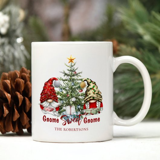 クリスマスのノームの名入れ かわいい 田舎風 コーヒーマグカップ