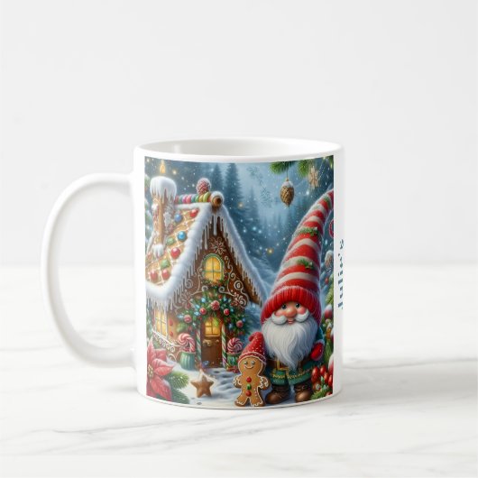 クリスマスのノームの名入れ コーヒーマグカップ (左)