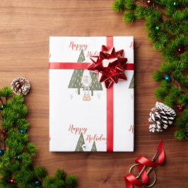 クリスマスのノーム包装紙 幸せな休日 ラッピングペーパー