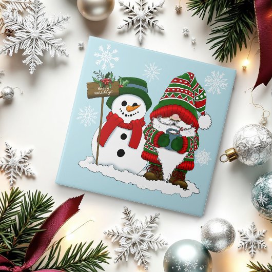 クリスマスのノーム雪だるま冬のホリデー かわいい タイル