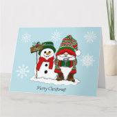 クリスマスのノーム雪だるま 冬のホリデー かわいい カード (正面)