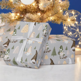 クリスマスのノーム 冬 灰色のラッピングペーパー ラッピングペーパー