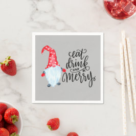 クリスマスのノーム Eat Drink Be Merry スタンダードカクテルナプキン