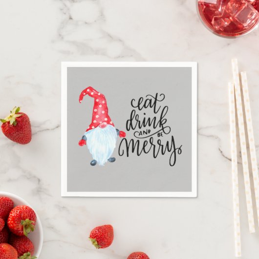 クリスマスのノーム Eat Drink Be Merry  スタンダードカクテルナプキン (インサイチュ)