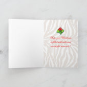 クリスマスのハイヒールの靴のシマウマの赤の点 シーズンカード (内部)