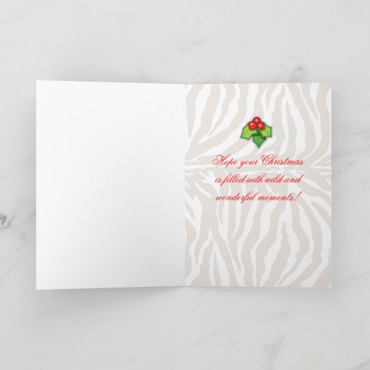 クリスマスのハイヒールの靴のシマウマの赤の点 シーズンカード (内部)
