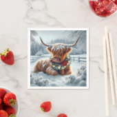 クリスマスのハイランドの牛がリース スタンダードカクテルナプキン (インサイチュ)