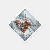 クリスマスのハイランドの牛がリース スタンダードカクテルナプキン (角)