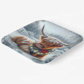 クリスマスのハイランドの牛がリース ペーパープレート (傾斜あり)