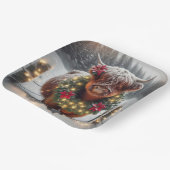 クリスマスのハイランドの牛がリース ペーパープレート (傾斜あり)