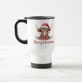 クリスマスのハイランドカウ | 祝祭のホリデーコーヒー トラベルマグ