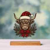 クリスマスのハイランドコウモリ古風な彫刻デザイン_1 アクリルサイン (ニュートラル)