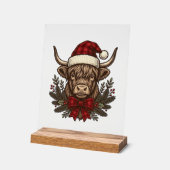クリスマスのハイランドコウモリ古風な彫刻デザイン_1 アクリルサイン (傾斜)