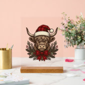 クリスマスのハイランドコウモリ古風な彫刻デザイン_1 アクリルサイン (ウェディング)
