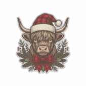クリスマスのハイランドコウモリ 古典的な彫刻デザイン_1 シール (正面)