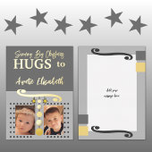 クリスマスのハグ おばさん 写真追加 ゴールド グレー 箔シーズンカード