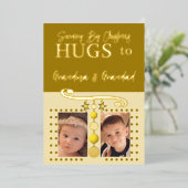 クリスマスのハグ 祖父母 写真を追加 ゴールド クリーム 箔シーズンカード (立ち正面)