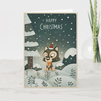 クリスマスのハスキー子犬 カード