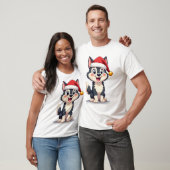 クリスマスのハスキー犬ラバー マラミュート(2) Tシャツ (ユニセックス)