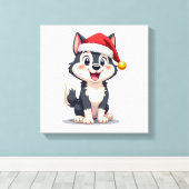 クリスマスのハスキー犬好き マラミュート (2) キャンバスプリント (インサイチュ (ウッドフロア))