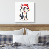クリスマスのハスキー犬好き マラミュート (2) キャンバスプリント (インサイチュ (寝室))