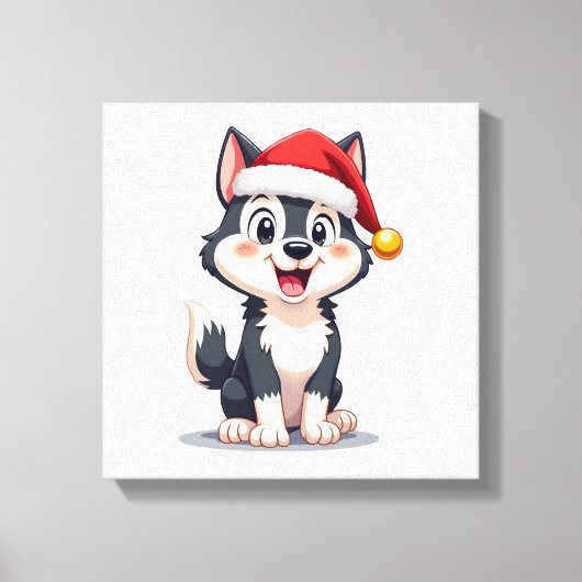 クリスマスのハスキー犬好き マラミュート (2) キャンバスプリント (正面)