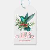 クリスマスのハチドリ メリークリスマス ギフトタグ (正面)