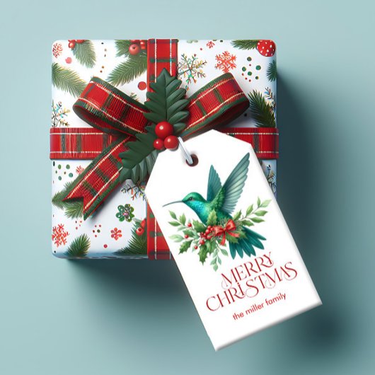 クリスマスのハチドリ メリークリスマス ギフトタグ