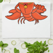 クリスマスのハットロブスターを着た可愛い幸せアニメ キッチンタオル (折り畳み)