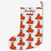 クリスマスのハットロブスターを着た可愛い幸せアニメ スモールクリスマスストッキング (裏面)
