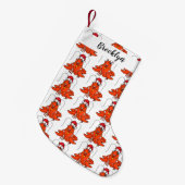 クリスマスのハットロブスターを着た可愛い幸せアニメ スモールクリスマスストッキング (正面 (吊り時))